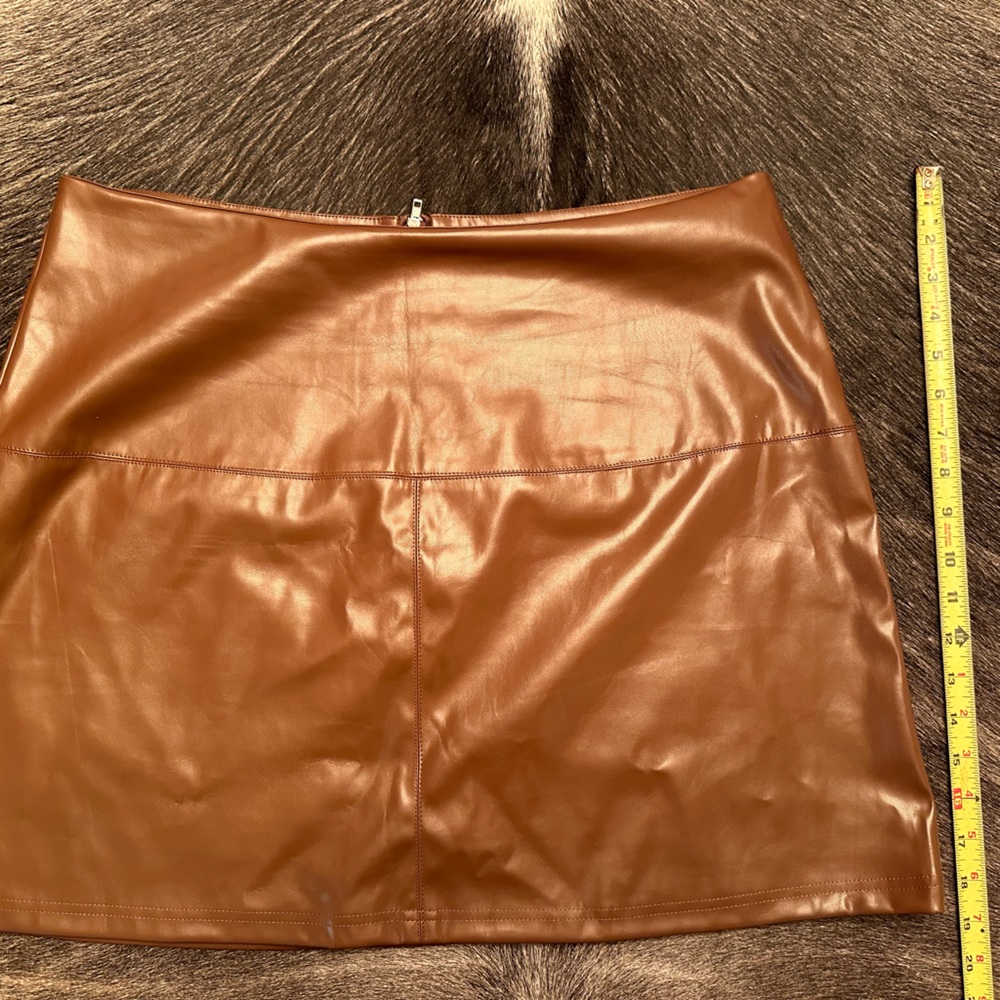 Tan faux leather skirt size 14/0X.